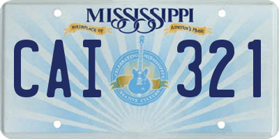 MS license plate CAI321