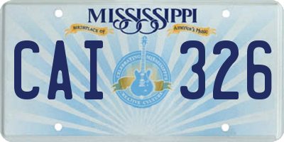 MS license plate CAI326