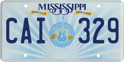 MS license plate CAI329
