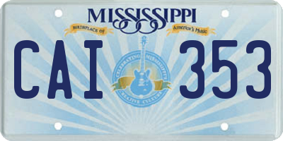 MS license plate CAI353