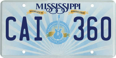 MS license plate CAI360