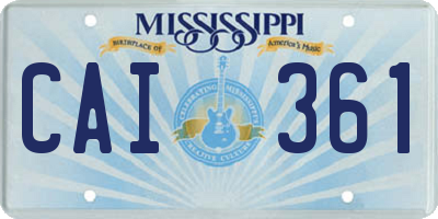 MS license plate CAI361