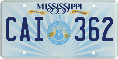 MS license plate CAI362