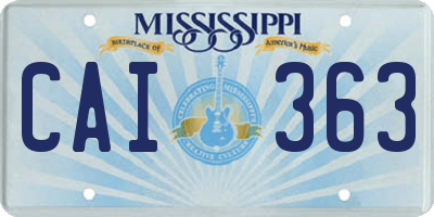 MS license plate CAI363