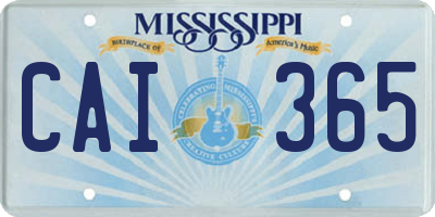 MS license plate CAI365