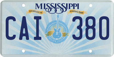 MS license plate CAI380