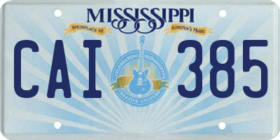 MS license plate CAI385