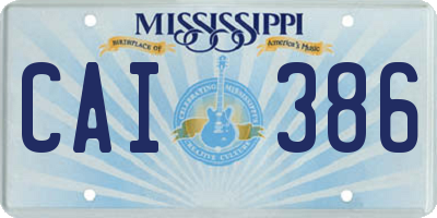 MS license plate CAI386