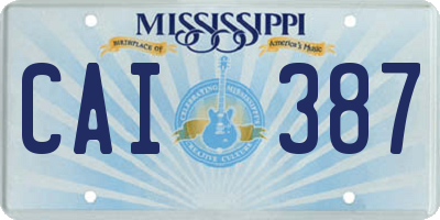 MS license plate CAI387