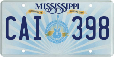 MS license plate CAI398