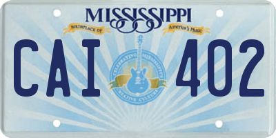 MS license plate CAI402