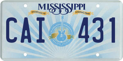 MS license plate CAI431