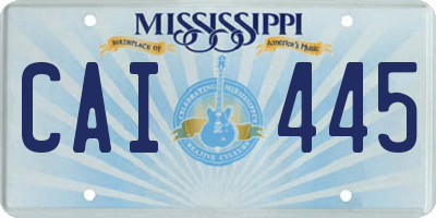 MS license plate CAI445