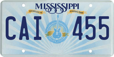 MS license plate CAI455