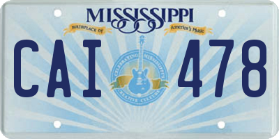 MS license plate CAI478