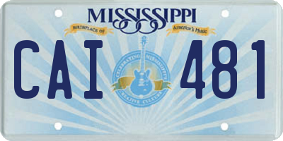 MS license plate CAI481