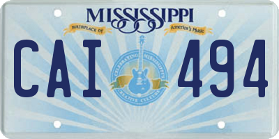 MS license plate CAI494