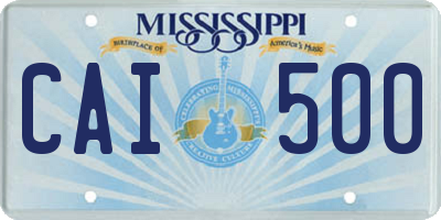 MS license plate CAI500