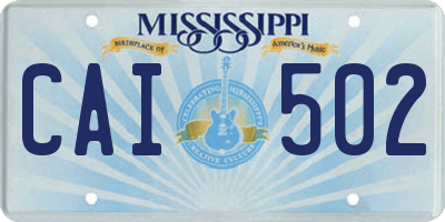 MS license plate CAI502