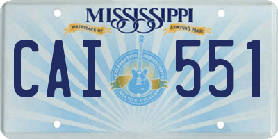 MS license plate CAI551