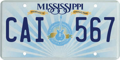 MS license plate CAI567