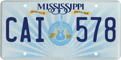 MS license plate CAI578