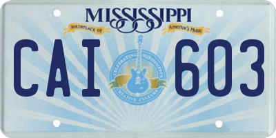 MS license plate CAI603