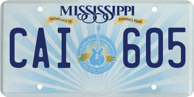 MS license plate CAI605