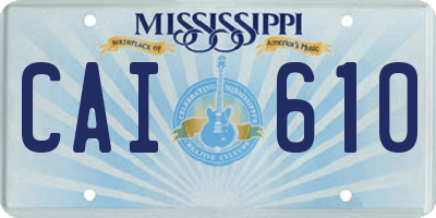 MS license plate CAI610