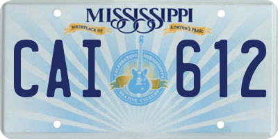 MS license plate CAI612
