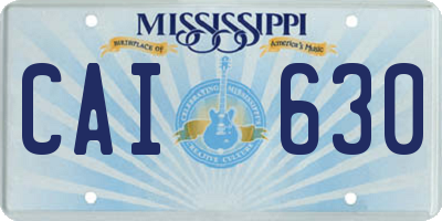 MS license plate CAI630