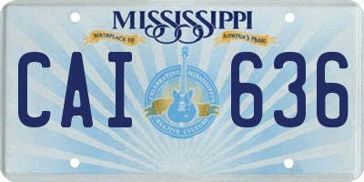 MS license plate CAI636