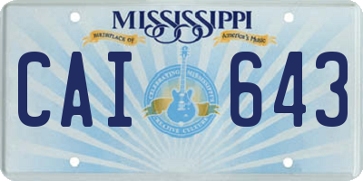 MS license plate CAI643