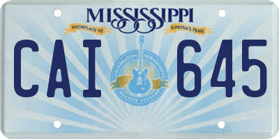 MS license plate CAI645