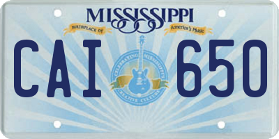 MS license plate CAI650