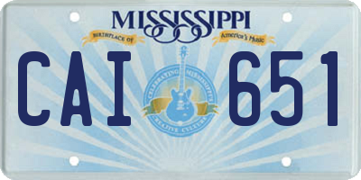 MS license plate CAI651