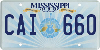 MS license plate CAI660