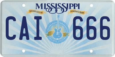 MS license plate CAI666