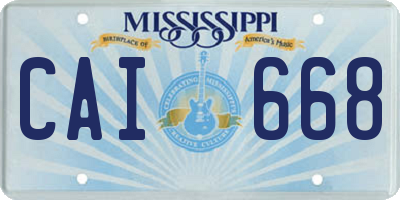 MS license plate CAI668