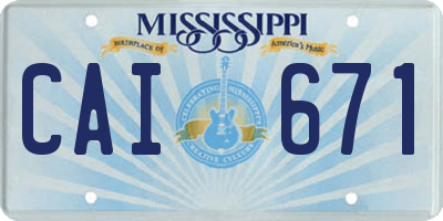 MS license plate CAI671