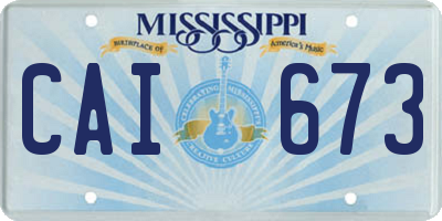 MS license plate CAI673