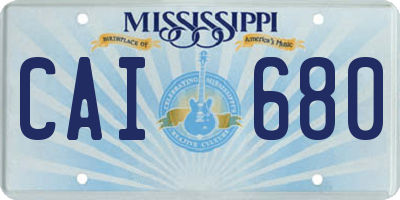 MS license plate CAI680