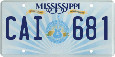 MS license plate CAI681