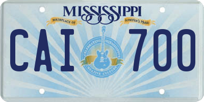 MS license plate CAI700