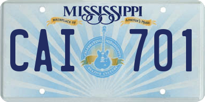 MS license plate CAI701