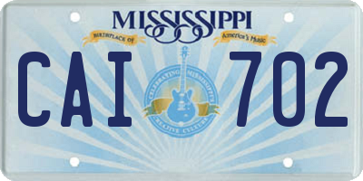 MS license plate CAI702