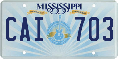 MS license plate CAI703