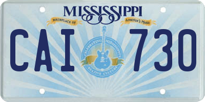 MS license plate CAI730