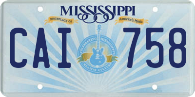 MS license plate CAI758