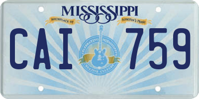 MS license plate CAI759